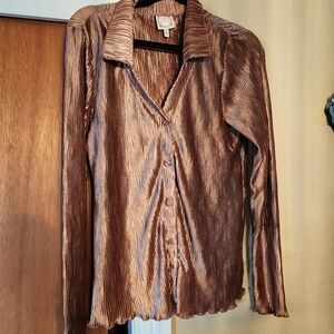 Trueself xl crinkle button front womens blouse